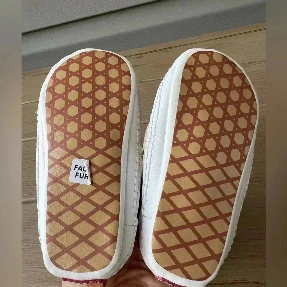 Vans Baby Walker Shoes Tan Brown with Cream Pattern